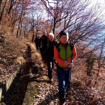 Si costeggia il Rù Chandrianaz. Gita sociale al Castello di Cly. 1 febbraio 2026. (Fotografia di Janice Forster).
